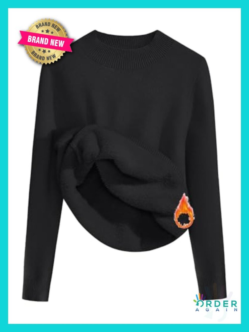 Fleece Sherpa Lined Mock Neck Thermal Sweater Pullover